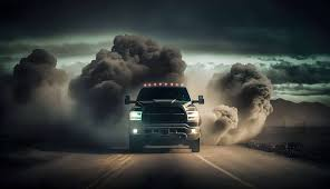 Deleted diesel truck emitting black carbon smoke